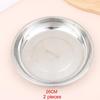 2Pcs Reusable Stainless Steel Dinner Plates Thickened Polished Round Shallow Dishes for Picnic Barbecue Use