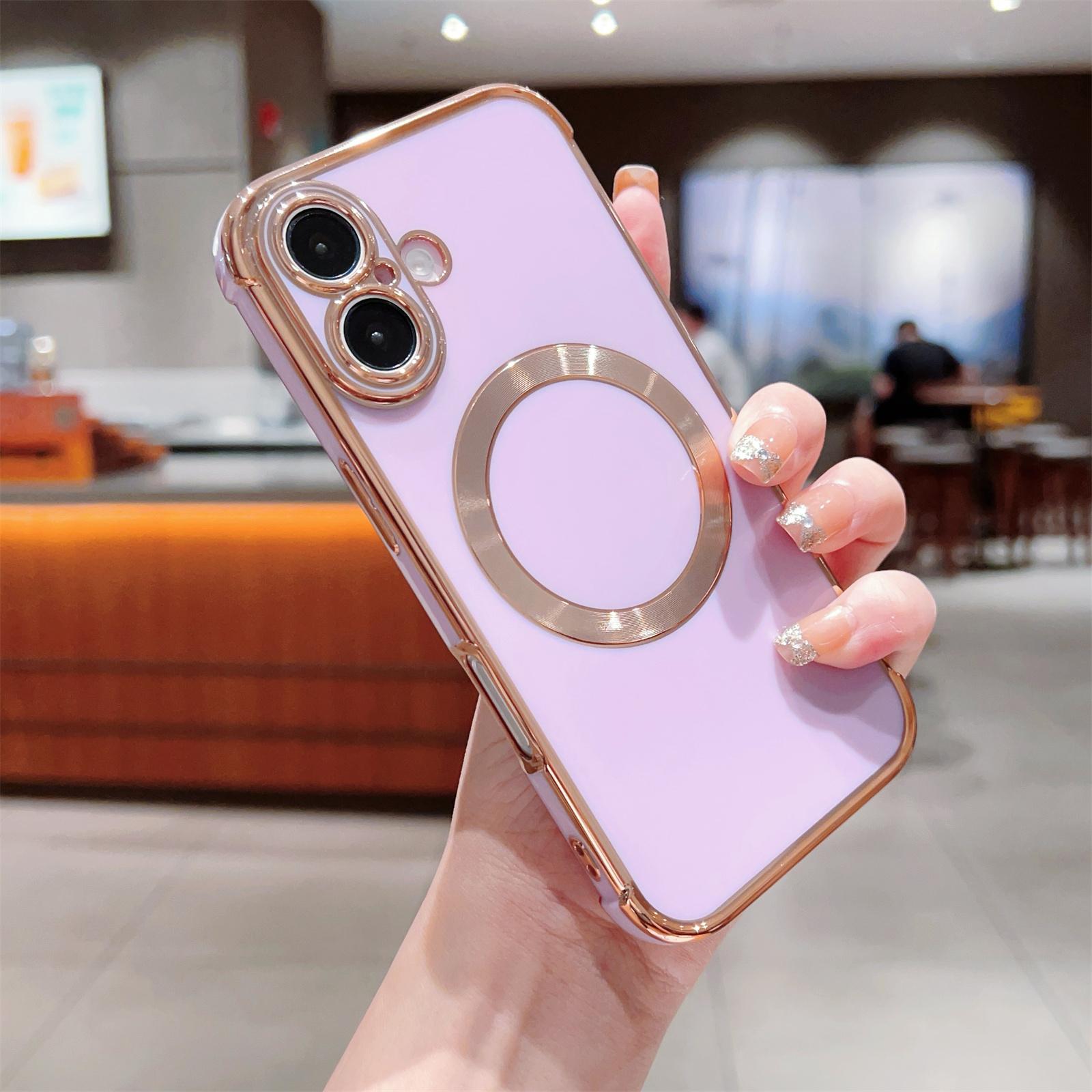 Чехол для iPhone 16, совместимый с MagSafe, гальванизированный TPU чехол для телефона C