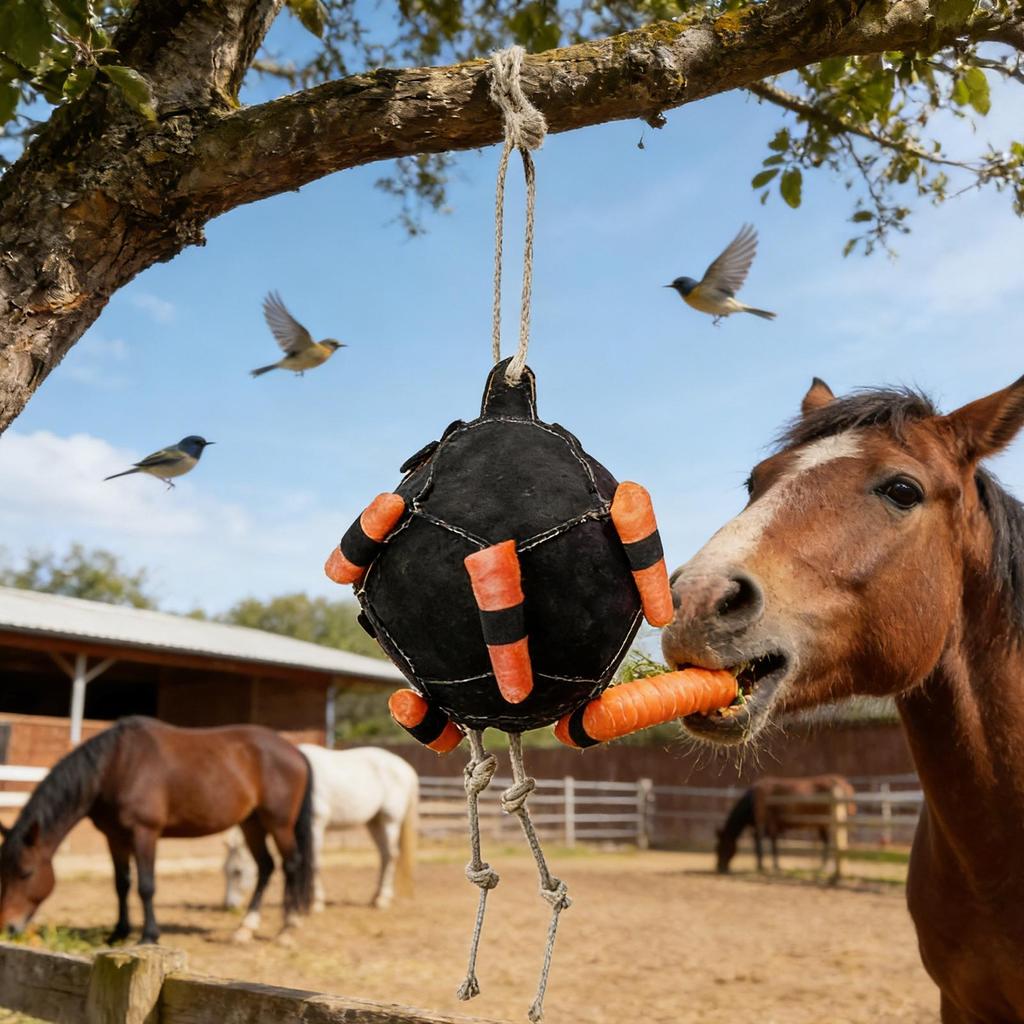 Horse Carrot Feeding Ball Toy Hay Feeder Toy Ball Hanging Feeding Toy for Horse Horse Goat Sheep Relieve Stress Horse Treat Ball