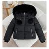 Womens Short Puffer Coat With Faux Fur Collar Hooded Winter Jacket Thick Warm Cotton Fill Korean Style