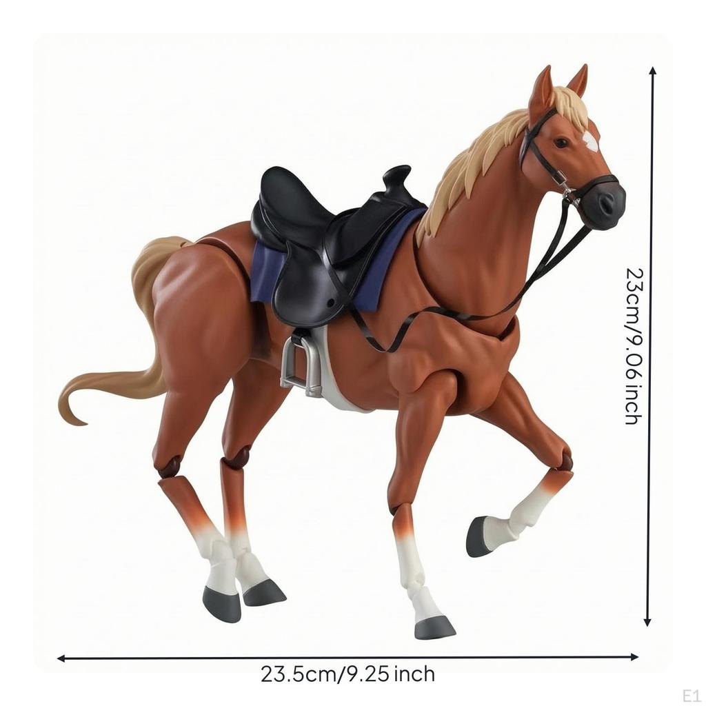 Horse Figurine with Saddle Realistic Detailed for Scene Building