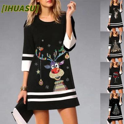 Fashion Summer Spring 3/4 Sleeves O-Neck  Casual Dresses