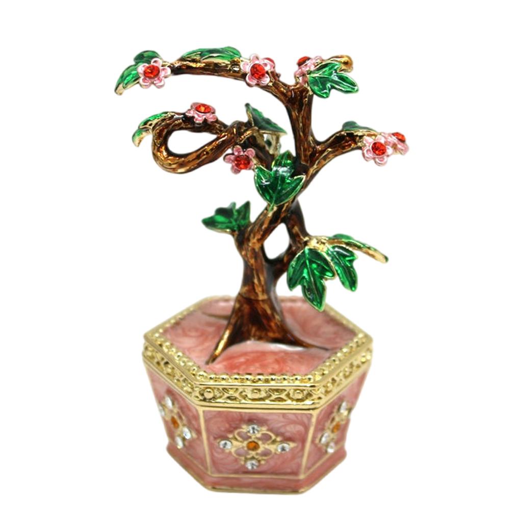 Creative Money Tree Shaped Desktop Ornament Jewelry Organizer Box with Lid Storage Container for Sorting Small Item