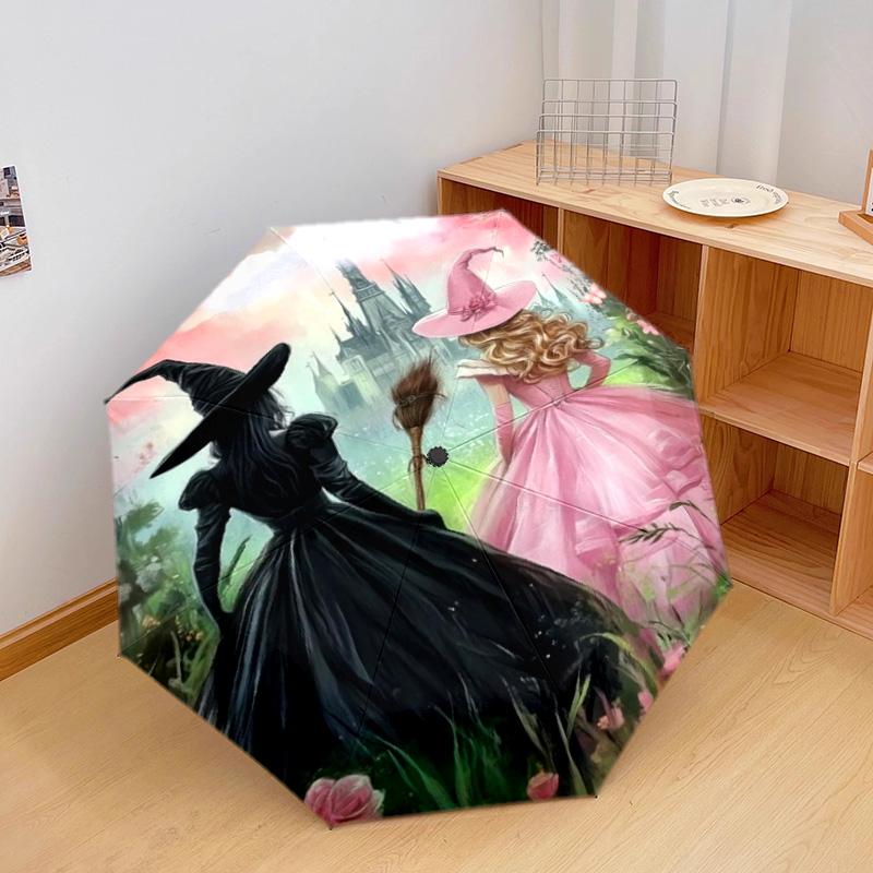 1PC Witch Princess  Automatic Umbrella - Suitable Travel Outdoor Portable Umbrella Birthday Gift Daily Essentials