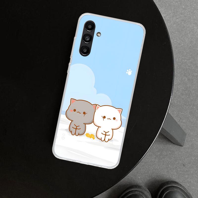 Cute Peach Goma Cat Phone Case Cover for Samsung Galaxy A17 A16 A26 A36 A56 A57 A37 A15 A25 A35 A55 A14 A24 A34 A54 A13 A23 A33
