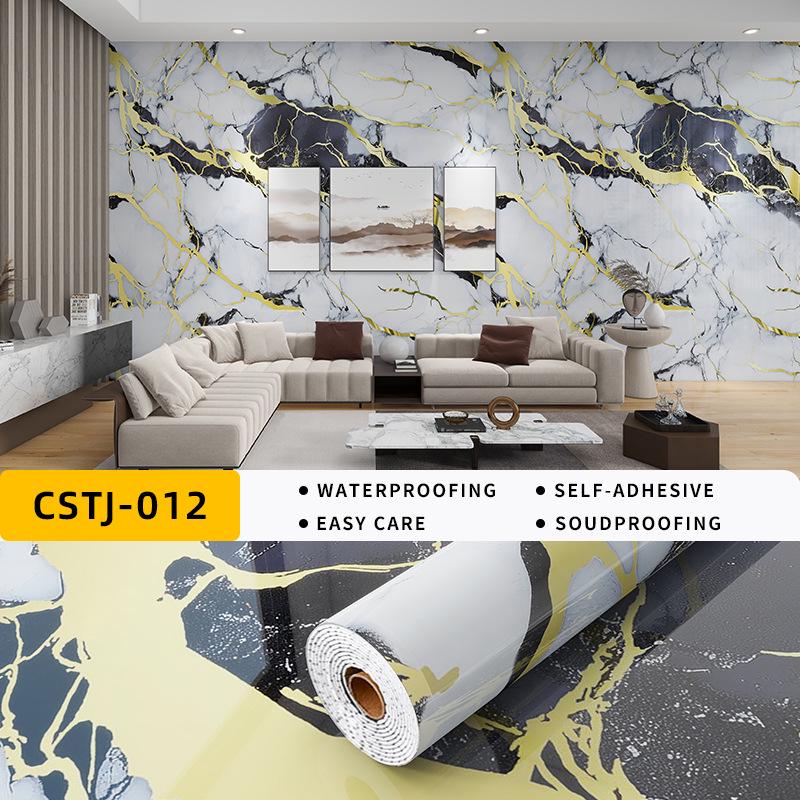Self-Adhesive Waterproof Imitation Marble Tile Wall Sticker for Bathroom, Living Room, Kitchen, and TV Background.