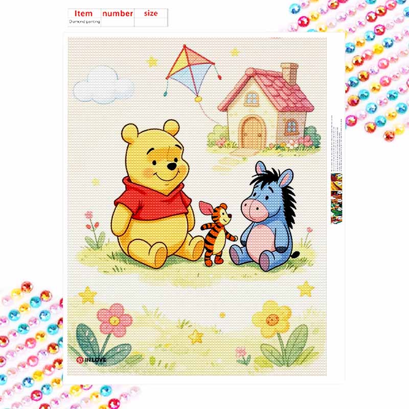 Disney Diamond Painting Kit Unframed, Winnie the Pooh Friends, Classic Style Home Decor Craft, Perfect Gift Idea