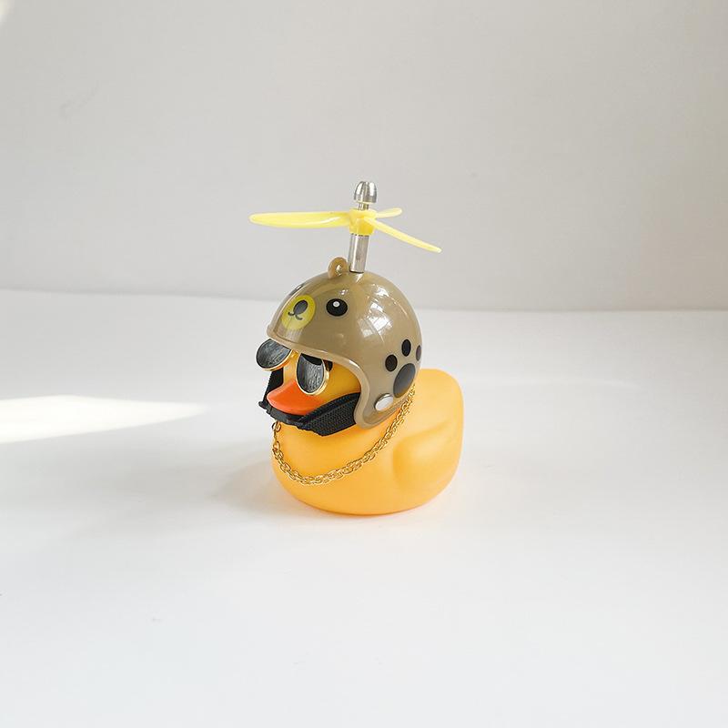 Car Broken Wind Small Yellow Duck With Helmet Airscrew Bicycle Moto With Straps Auto Pasted Accessories Interior Cycling Decor
