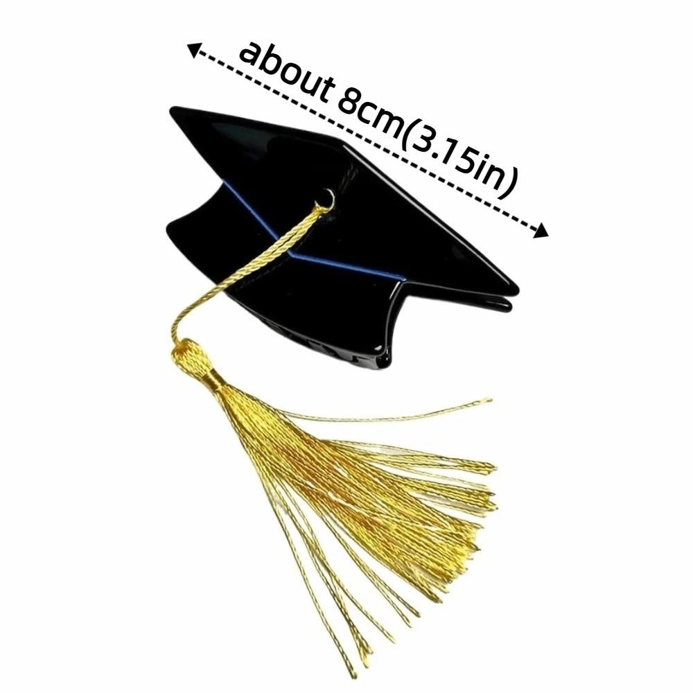 Creative Graduation Cap Hair Claw Yellow Tassels Cute Bachelor Hat Hairpin Headwear Portable Commencement Hair Accessory