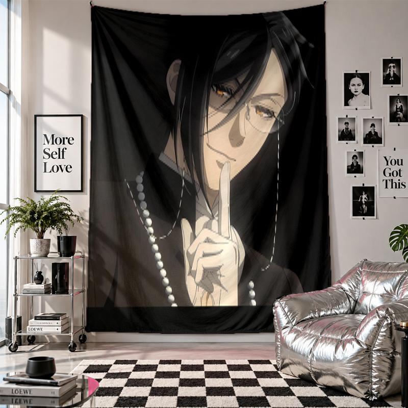 Wall TapestryBlack Butler Male Art Hanging Cloth Decorative Background Cover for Room Decoration