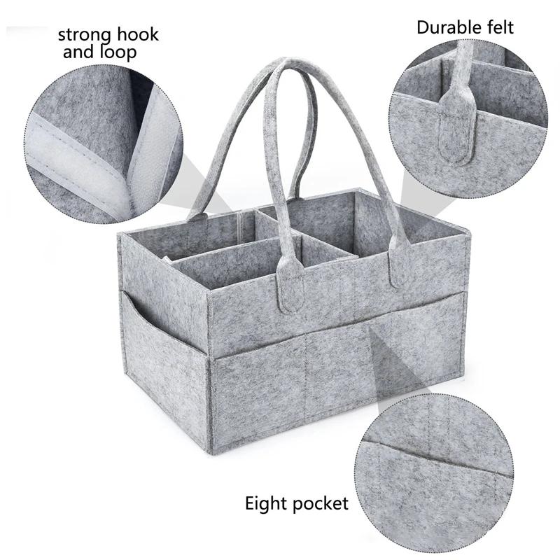 Tote Bag For Mommy Baby Diaper Storage Organizer Baby Stroller Tote Basket Felt Fabric Bag Multifunctional Felt Diaper Bags