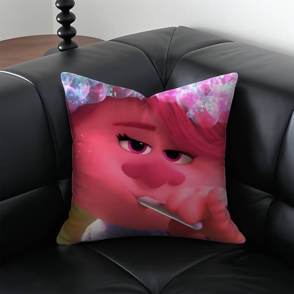 T-Trolls Band T-Together Pillow Case Anti-dustmite Pillowcase Invisible zipper silky short plush Sofa cushion cover