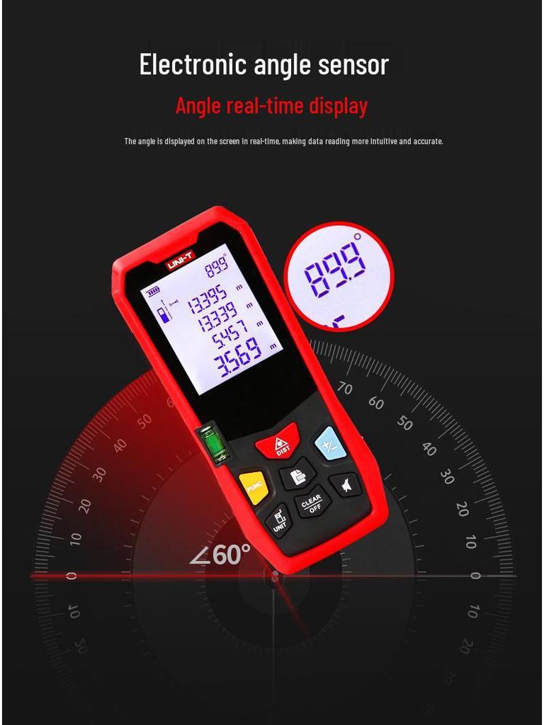 UNI-T High-Precision Rechargeable Infrared Laser Rangefinder: Handheld Room Measurement Device
