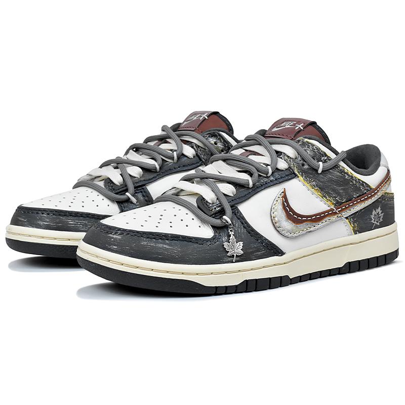 Nike Dunk Slip Resistant Abrasion Resistant Low top Skateboard Shoes Men's White Black Gray IM6670-202(Team1676-S-BOX