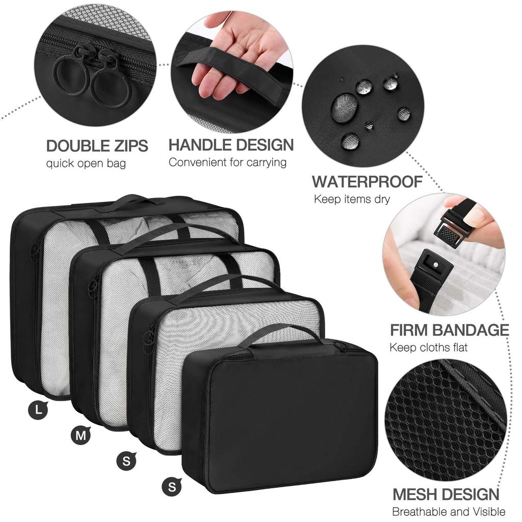 7pcs Cubes for Suitcases,Packing Cubes with Shoe Cosmetics Clothing Accessories Bags Packing Cubes for Travel Luggage Organizer