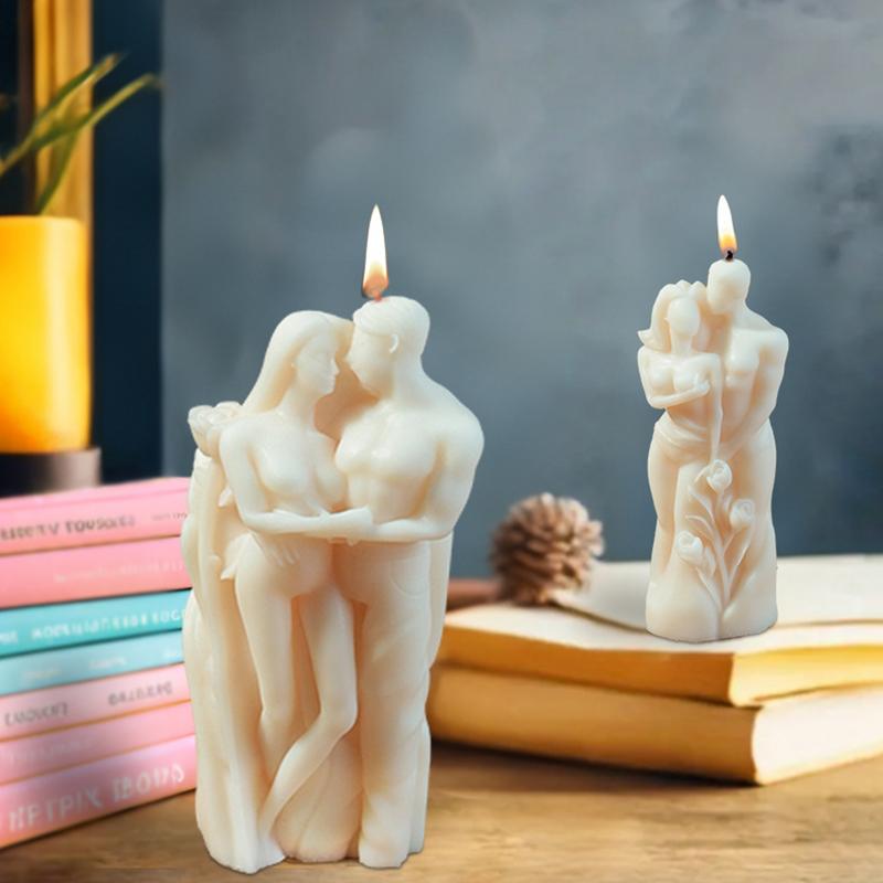 DIY Lovers Embrace Candles Silicone Mold Flowers Roses Couple Concrete Resin Mouldose Flower Chocolate Human Body decor