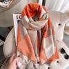 400g Retro Ethnic Bluebird Scarf: Women's Winter Warm Neck Warmer, High-End Imitation Cashmere Shawl.