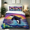 Dolphin Duvet Cover with Pillowcases 75*50cm for Kids Boys Girls, 2 Pieces Soft Microfiber Dolphin Bedding Set for Room Decor