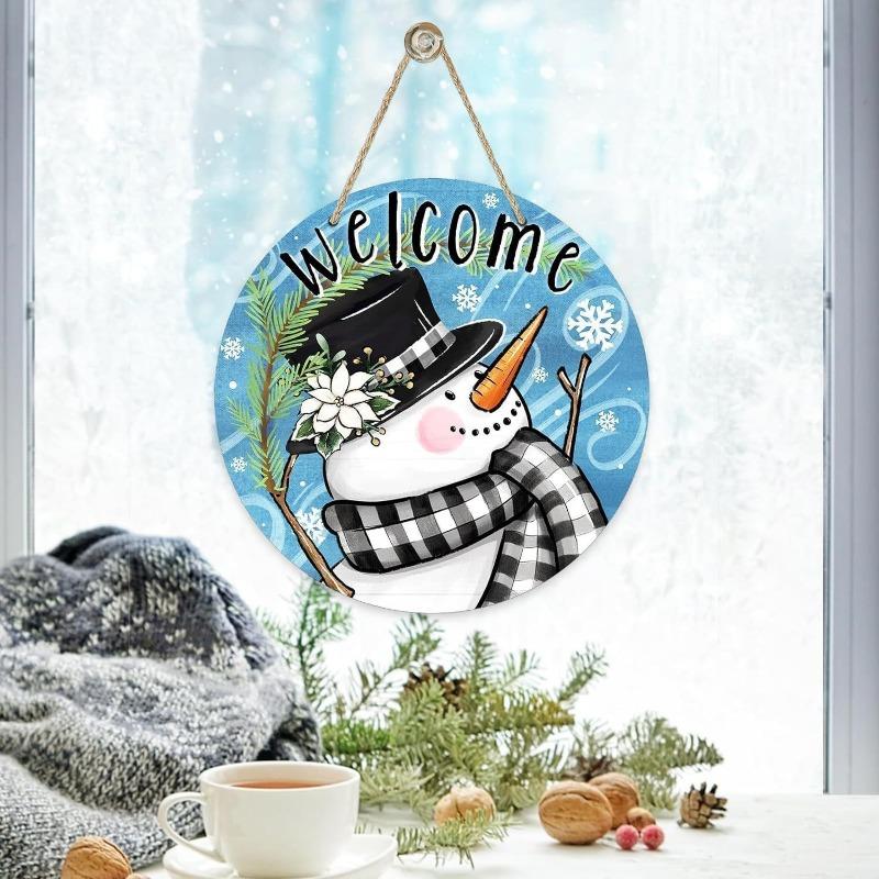Christmas Decoration Wooden Door Plate Cross-border Amazon Hot New Round Brand Crafts Decoration Listing