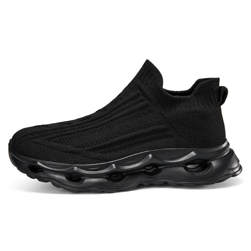 Fashion Four Seasons New Lazy Straight Casual Men's and Women's Shoes Knitted Mesh Breathable Thick Bottom Cushioned Running Shoes