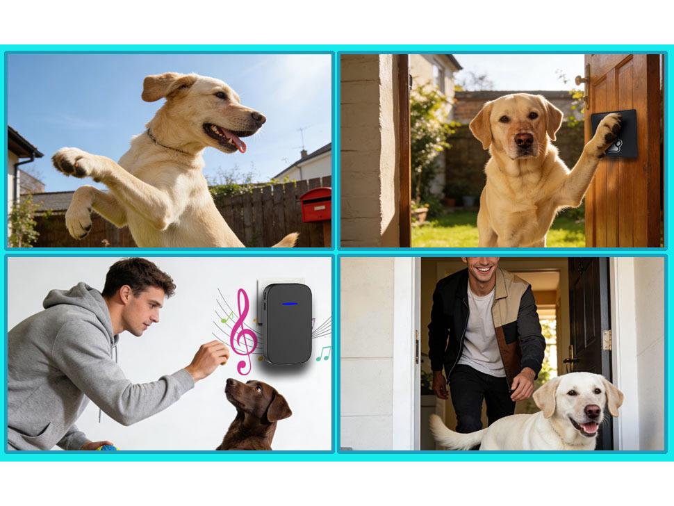 Pet Doorbell: Adjustable Volume, Easy Install, Rainproof, Suitable for Small & Large Pets.