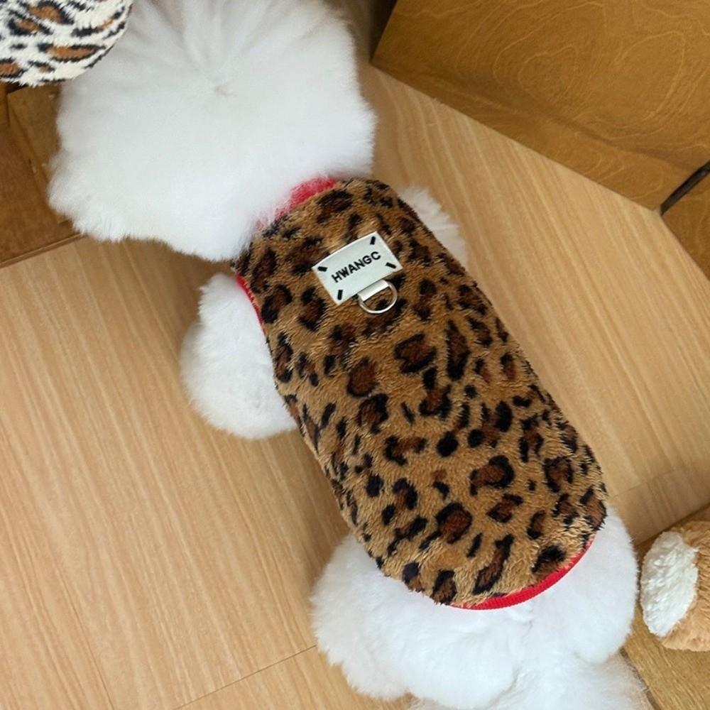 Trendy Fleece Warm Winter Puppy Clothes with D-Ring Bear Print Dog Vest Towable Pug Teddy Coat Yorkies Poodle