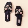 Open Toe Slides House Sandals for Women and Men Summer Satin Slip on Flat Sandals Indoor Outdoor Beach Shoes for Couple Dress Shoes Bedroom Slippers