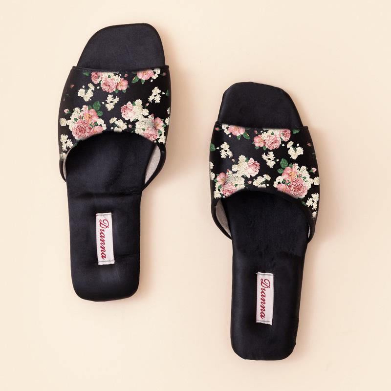 Open Toe Slides House Sandals for Women and Men Summer Satin Slip on Flat Sandals Indoor Outdoor Beach Shoes for Couple Dress Shoes Bedroom Slippers