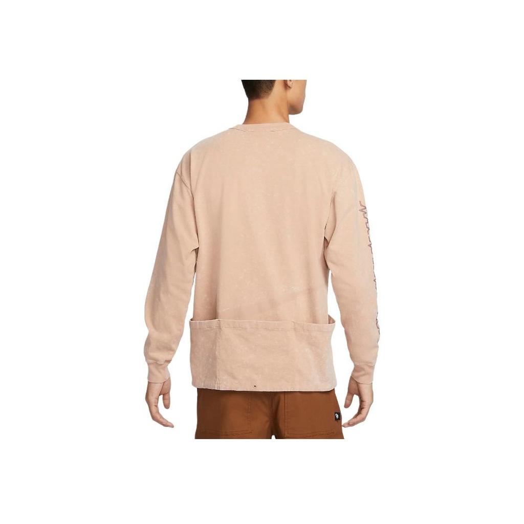 Nike Sportswear Premium Logo Embroidered Crew Neck Casual Long Sleeve T-Shirt Men Tops Light-Khaki FZ6563-200