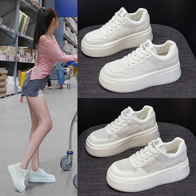 Little white shoes women's 2025 new popular spring campus style versatile casual shoes sports style lace-up board shoes heightening shoes