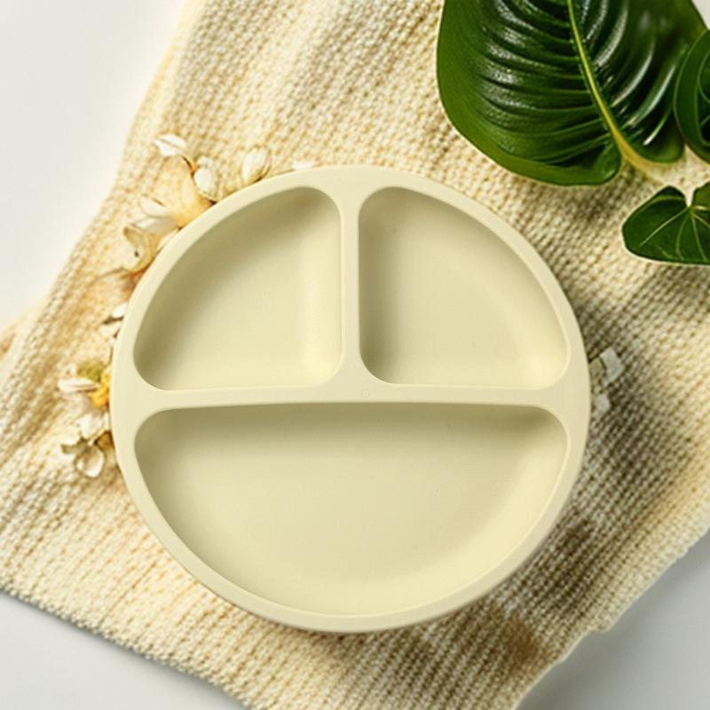 Silicone Smiley Face Suction Plate for Babies - Divided, Drop-Proof Tableware for Feeding & Training