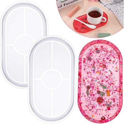 L/M/S  Oval Tray Mold Storage Box Crystal Epoxy Mould Silicone Mirror DIY  Oval Coaster Crystal Glue Mold Ashtray  Cement Mold