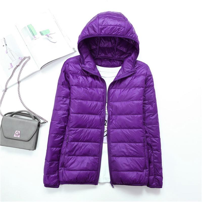 Women's autumn and winter lightweight down jacket with hood, thin and oversized coat