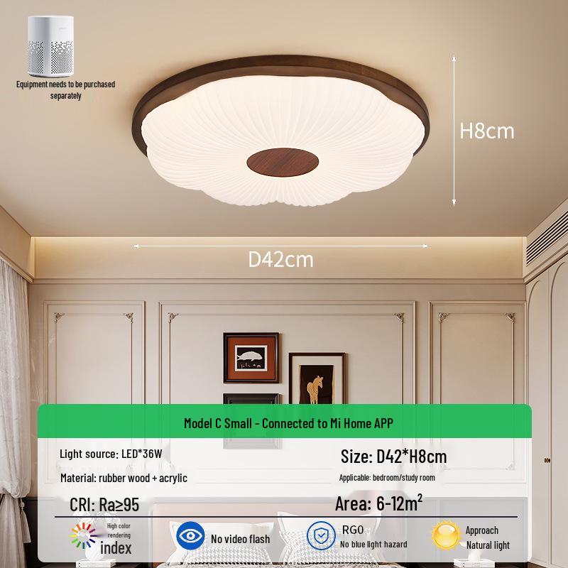 French Mid-Century Ceiling Light with American Retro and Song Dynasty Style - Eye-Friendly Lighting for Bedroom, Dining Room, or Study.