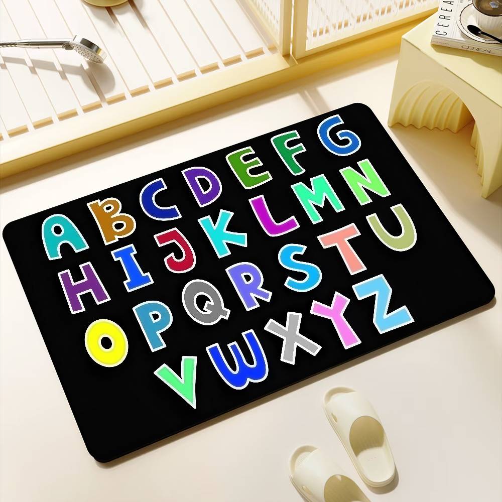The English Letters Hallway Carpet Retro Multiple Choice Living Room Kitchen Rug Non-Slip Welcome Rug