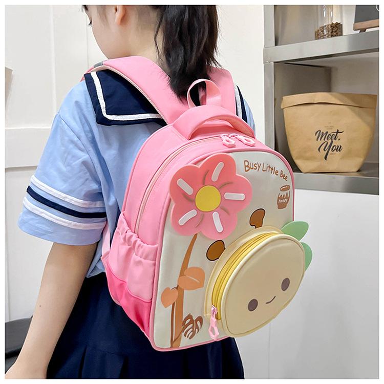 Kids' Cute Cartoon Bee Backpack for Kindergarten, Ages 3-6, Double Shoulder Design