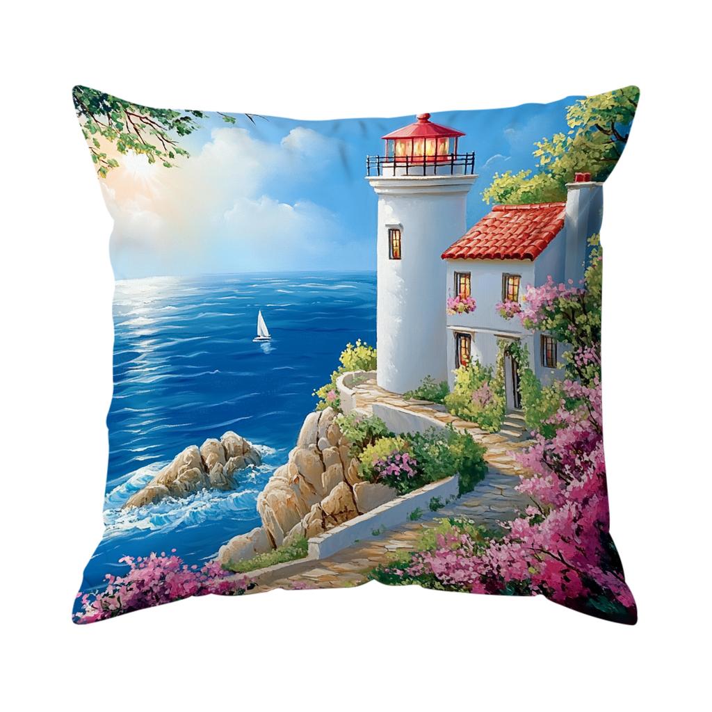 1/4pcs Coastal Theme Cushions Pillowcase Polyester Cushion Cover Throw Pillow Pillowcover Home Car Sofa Decor