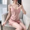 Ice Silk Sexy Pajamas Women's Summer Thin with Chest Pad, Beautiful Back 1011 New V-neck Korean Version Suspender Nightdress