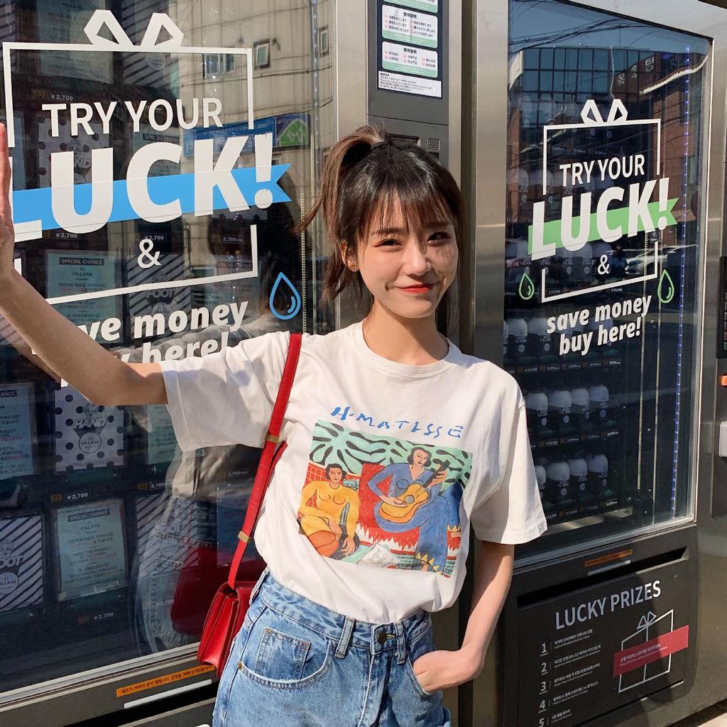 Women's Casual Short Sleeve T-Shirt Cute Cartoon Bear Print Loose Crew Neck Summer Basic Tee Top