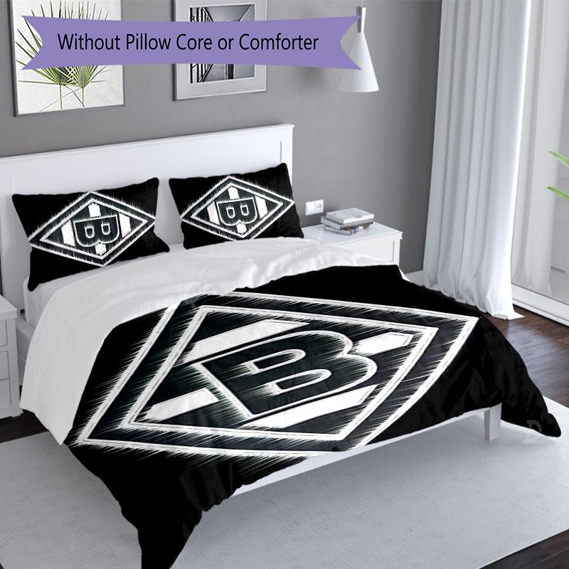 3pcs Borussia Monchengladbach Logo Duvet Cover Set, Includes 1 Duvet Cover and 2 Pillowcases,Skin-Friendly&Comfortable Fabric,Suitable Bedding Sets