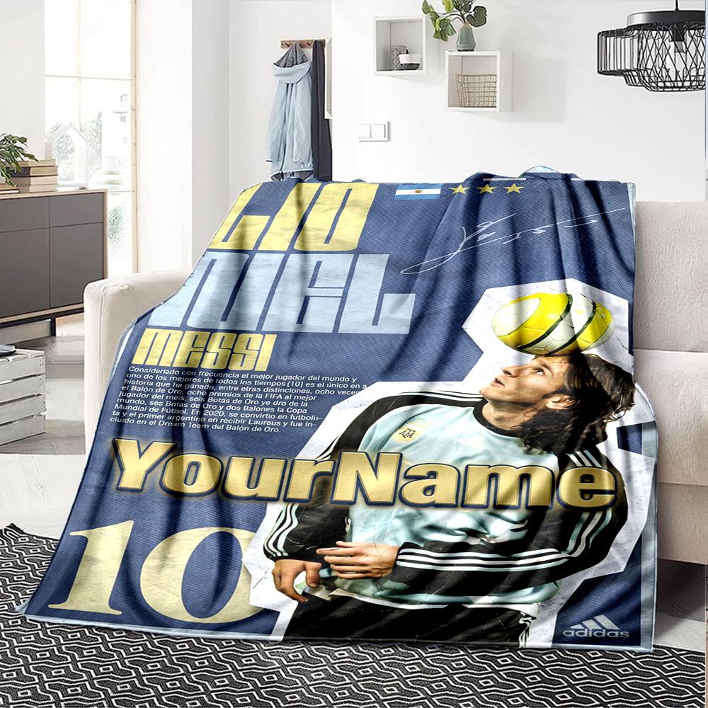 Messi Customize Your Name Blanket Cozy Personalized Blanket Durable Comfort Great for Office Chair Bedding Living Room All-Season Use