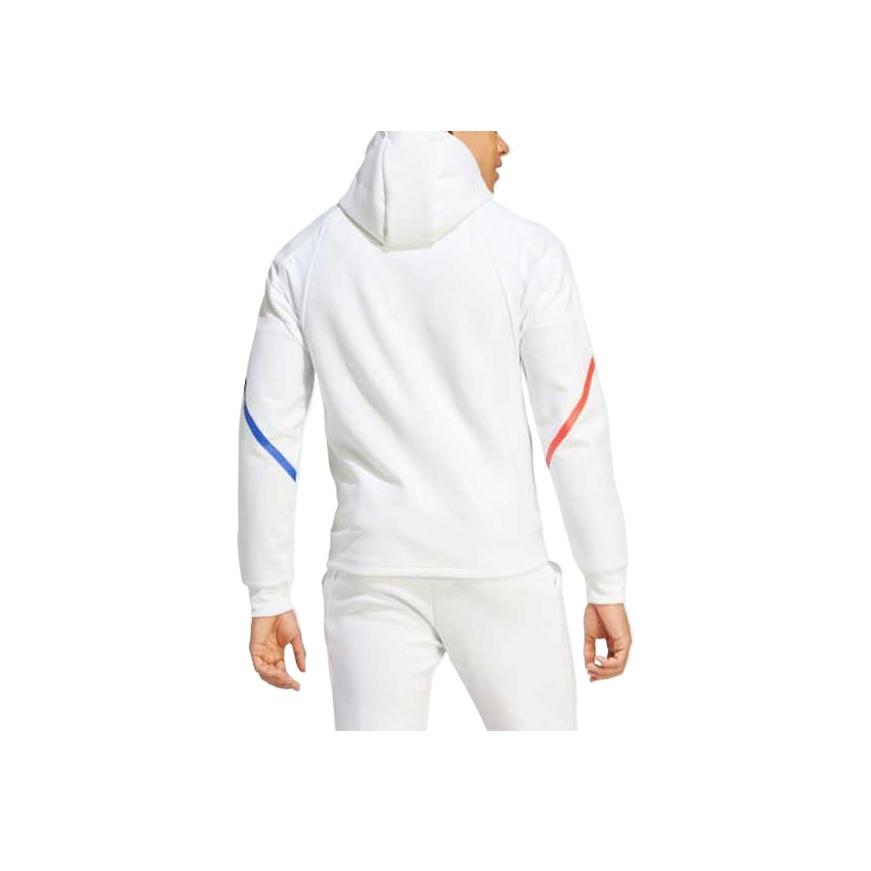 adidas Olympique Lyonnais Insignă Logo Jachetă cu Glugă cu Fermoar Tricou de Fotbal Bărbați tricouri Alb IB1664