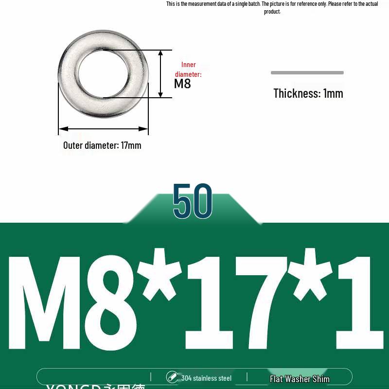 304 Stainless Steel Thickened Flat Washer / Ultra-thin Metal Gasket, Sizes M1.6-M10