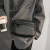 Fashi Men’s Messenger Bags PU Leather Solid Crossbody Bag Small Male Shoulder Handbag Black Chest Pack Phe Purse Bag for Men