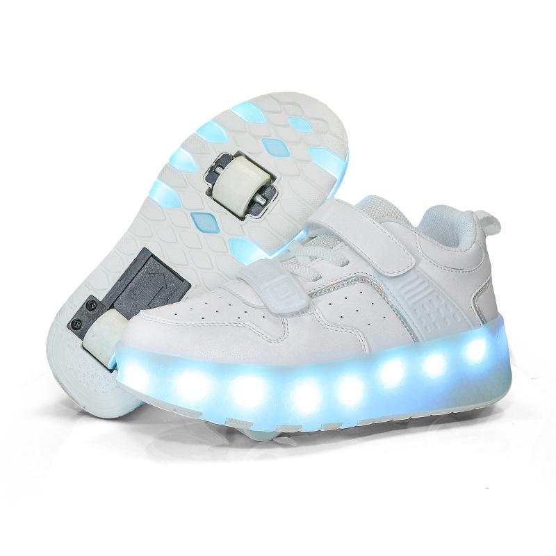 Factory Direct Sales, Explosive Shoes, Men's and Children's Double-wheel Charging Shoes, High Value 6-16 Years Old, Sliding Shoes with Wheels