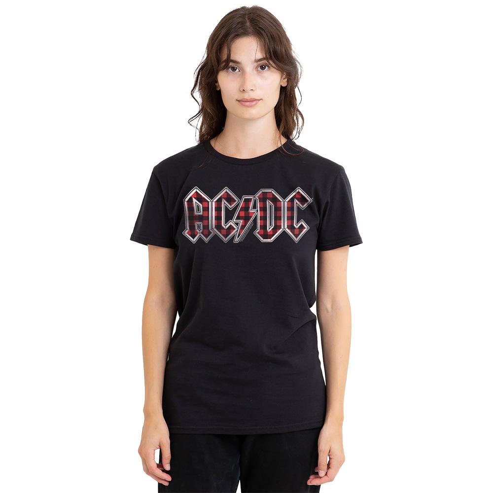 AC/DC Unisex Adult Plaid Logo T-Shirt