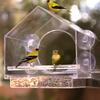Acrylic Birdhouse Clear Glass Window Hanging Birds Squirrel Feeder Wild Animal Seed Peanut Tray with Drain Holes Strong Suction