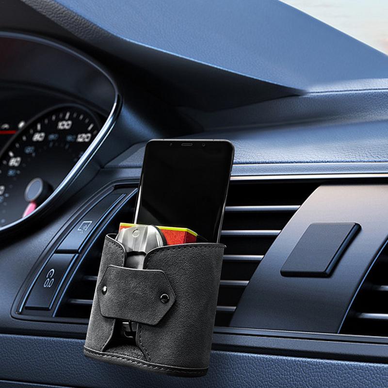 Car Vent Storage Bag Air Vent Pocket Multifunctional Storage Pouch For Keys Sunglasses Cell Phone Holder With Hook Car Interior