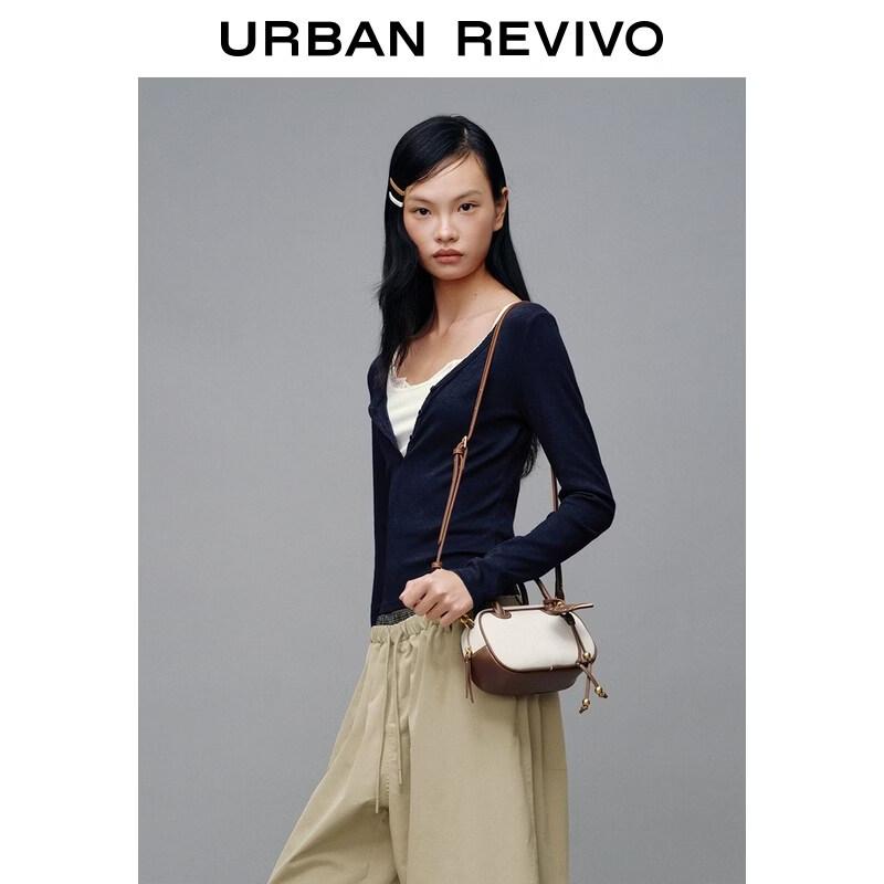 UR2026 Spring New Women's Textured V-Neck T-Shirt