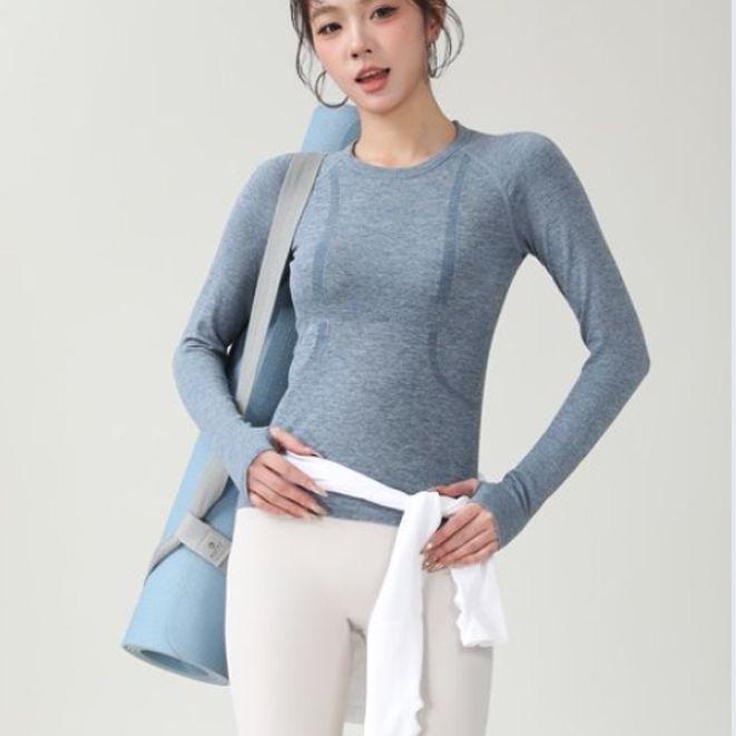 Women's Yoga Slim Fit Quick Dry Long Sleeve T-Shirt - Comfortable Round Neck Fitness & Pilates Wear